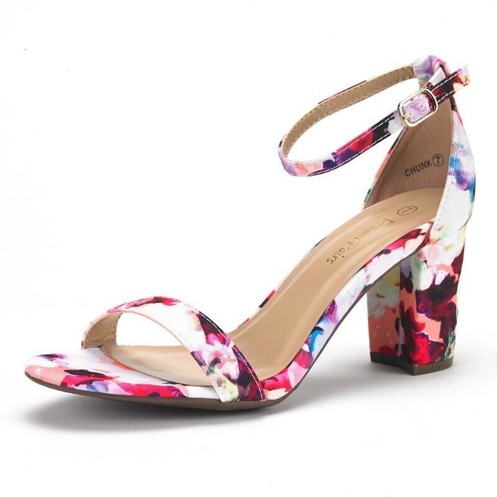 DREAM PAIRS Women's Low Chunky Heel Sandals Open Toe Ankle Strap Dress Shoes 5.5